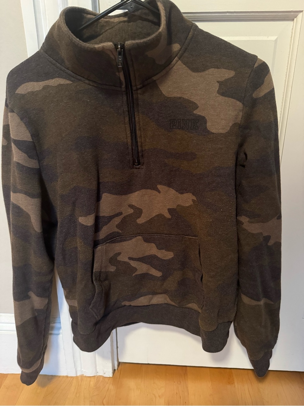 PINK Victoria's Secret Women’s Camo Half-Zip Pullover - Olive/Brown
